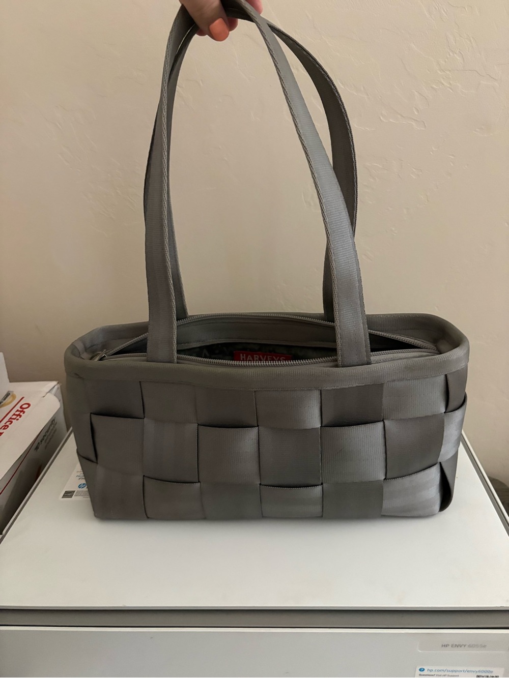 Harveys Gray Woven Ribbon Tote